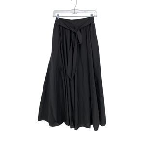 Versona A-Line Skirt Womens Size Medium Elastic Back Waist Black Tie Waist